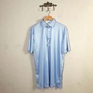 Collars & Co Dress Collar Polo Shirt XLarge XL Tall Blue Houndstooth Polyester